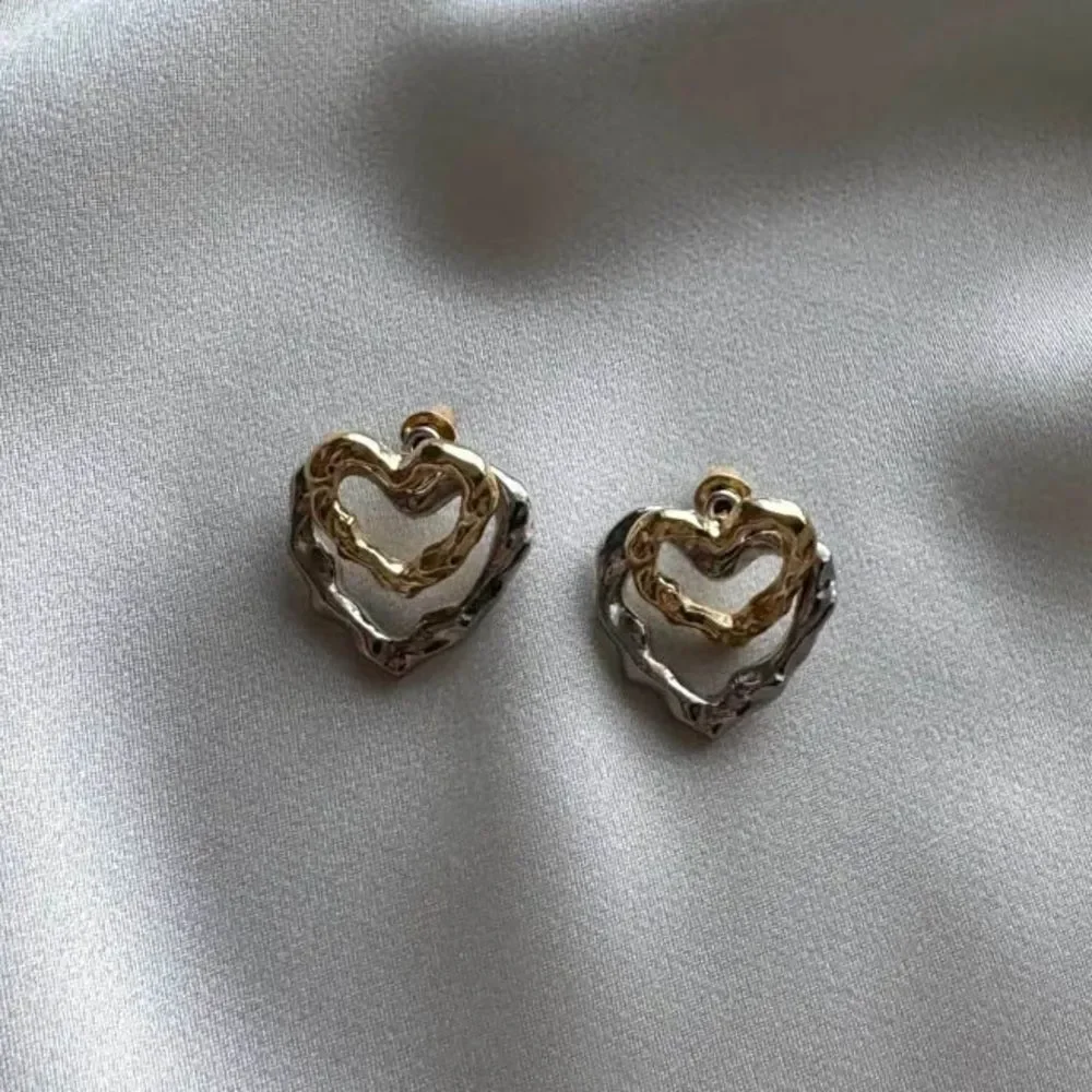 Hammered Heart Earrings N1818 - Picture 2 of 6